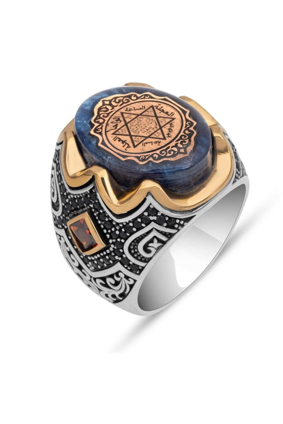 Seal of Solomon-Star of David Ring-Handmade Mens Ring-Aging Style-Signet Ring Mens-Jewelry Gift For Mens-Silver Rings for Men