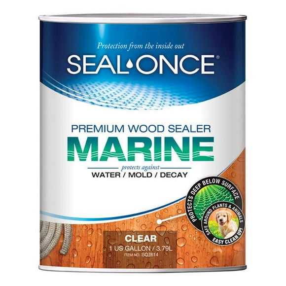 Seal-once  1 gal Marine with Nano Guard Clear Water-Based Premium Wood Sealer, Pack of 4