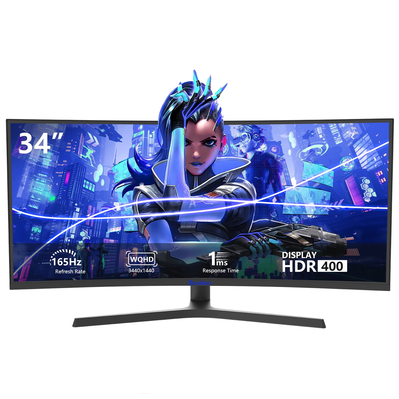 Sealan 34 Inch Curved Ultrawide Gaming Monitor 165Hz UWQHD 3440x1440 ...