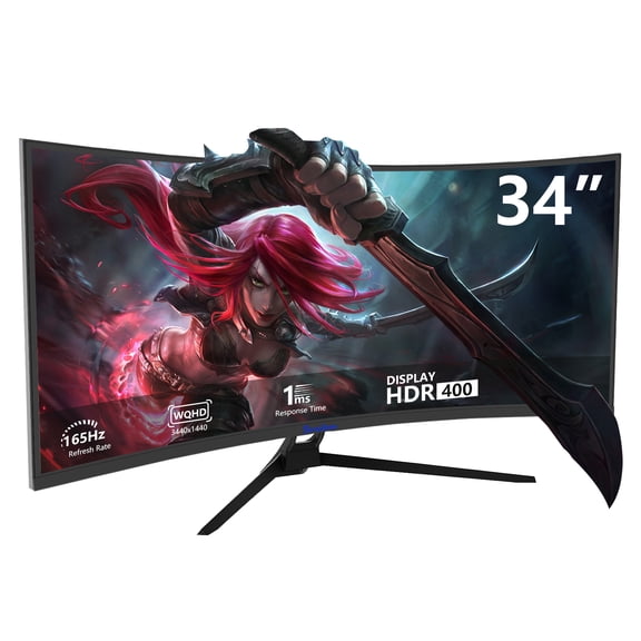 Sealan 34" Ultrawide Curved Gaming Monitor, WQHD 3440 x 1440, 165Hz, 1500R, 1ms MPRT, 21:9 VA Computer Monitor