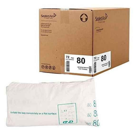 Sealed Air Instapak Quick RT #80 Heavy Duty Expandable Foam Bag, for 18"x12"x12" Box, Case of 72, Expandable Foam Packaging Bags for Shipping Boxes, 22"x27"