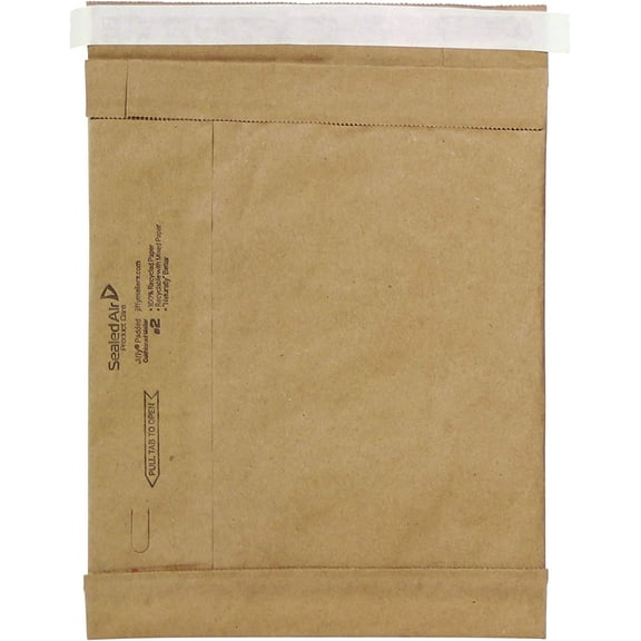 Sealed Air Jiffy Padded Shipping Mailers, Case of 100, Self Seal Heavy Duty Recycled Cushioned Mailing Envelope, #2 - 8.5" x 12", Kraft