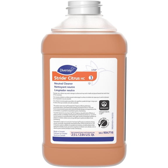 Sealed Air Stride Clean On The Go Neutral Cleaner Orange, 84.5 oz., J-Fill Bottle, Citrus, Liquid | 2/Case