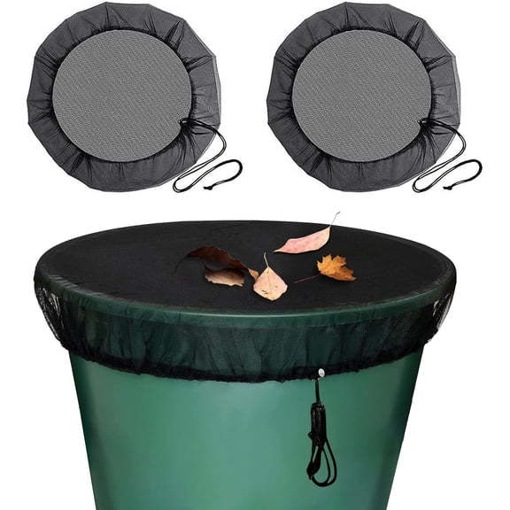 Sealed Bucket Top Cover, Mesh Cover for Rain Barrel Water Collection, Anti-Leaf Bucket Cover with Adjustable Drawstring, Outdoor Accessories for Garden Use (2PCS)