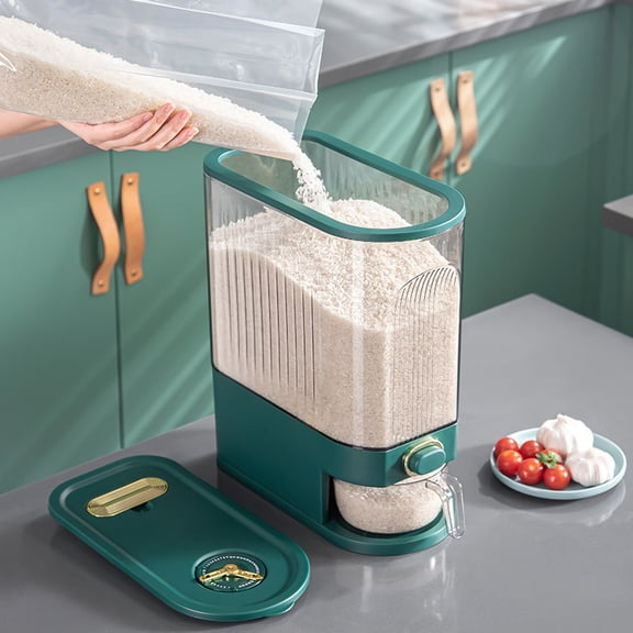 Sealed Grain Storage Rice Dispenser With Measuring Press, Insect Proof Rice Box Moisture Proof Rice Container Kitchen Rice Dispenser For Dry Goods.