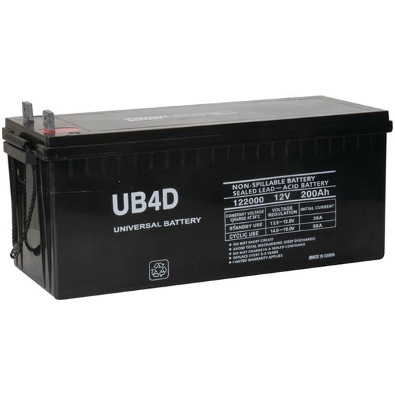 Sealed Lead-Acid Battery - AGM-type, 12V, 200 Amps, Model UB-4D