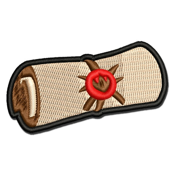 Sealed Magic Spell Scroll Applique Multi-Color Embroidered Hook & Loop Patch - 2.5 Inch Small