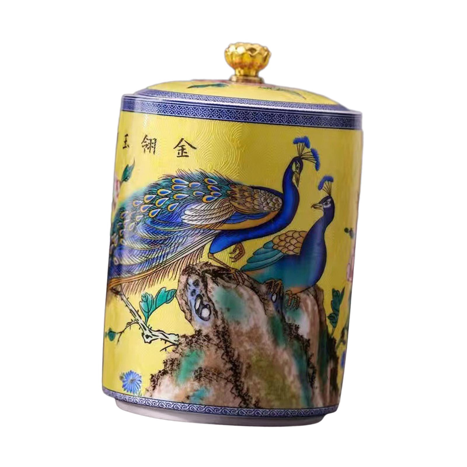 Angoily Lotus-Painted Gold Tea Canister - Sealed Storage Jar For Tea, Coffee, Snacks