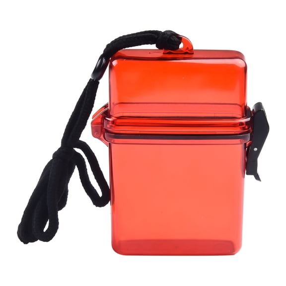 Sealed Waterproof Case with Lanyard for KAYAKing Swimming Rafting Diving Water Sports Outdoor Activities Plastic Dry Storage Box Container for Small Items Keys Cards 11.9x9.4x3.6cm(red)