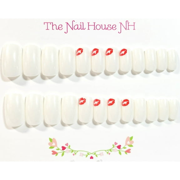 Sealed With A Kiss Glossy Medium Square Press On Nails - 24 Pieces - Artificial Nails - Valentine's Nails