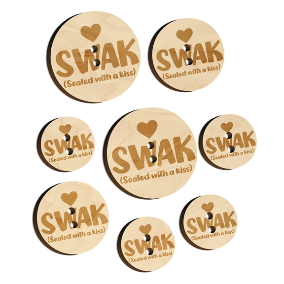 Sealed With a Kiss Heart Love Wood Buttons for Crochet Knitting Sewing DIY Craft - 1.00 Inch Medium (7pcs)