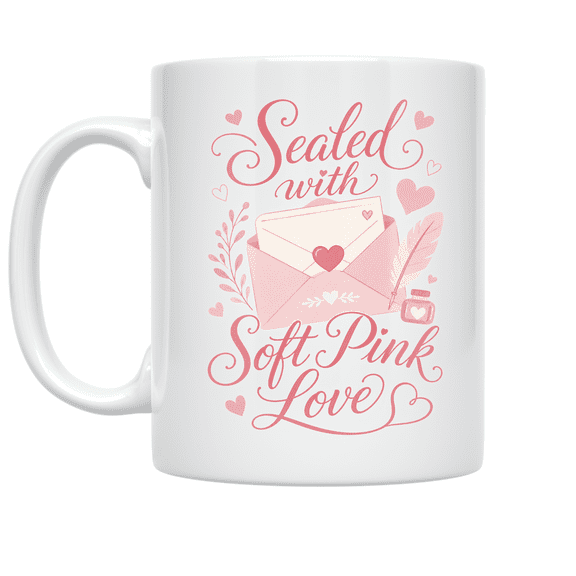 Sealed with Soft Pink Love - Romantic Letter Enthusiast - 11 oz Ceramic Coffee Mug