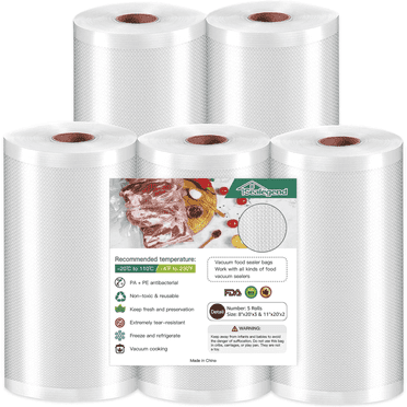 Sealegend 3 Rolls (8" x 20') and 2 Rolls (11" x 20') Vacuum Sealer Bags,Vacuum seal Bags,Vacuum Sealer Rolls,Seal a Meal Bags