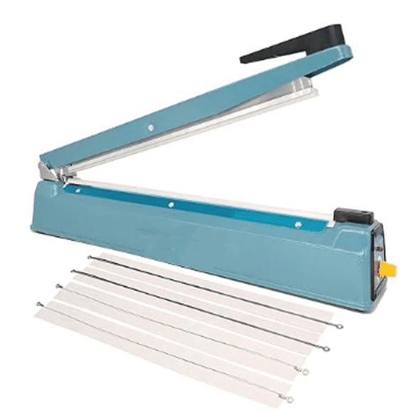 Sealer 16 inch Heat Sealer for Plastic Bags, Metal Plastic Bag Sealer Heat Seal, Mylar Bag Sealer, Manual Poly Bag Hot Seal Sealing Machine with 4 Repair Kit(2 Cutting Lines Included)