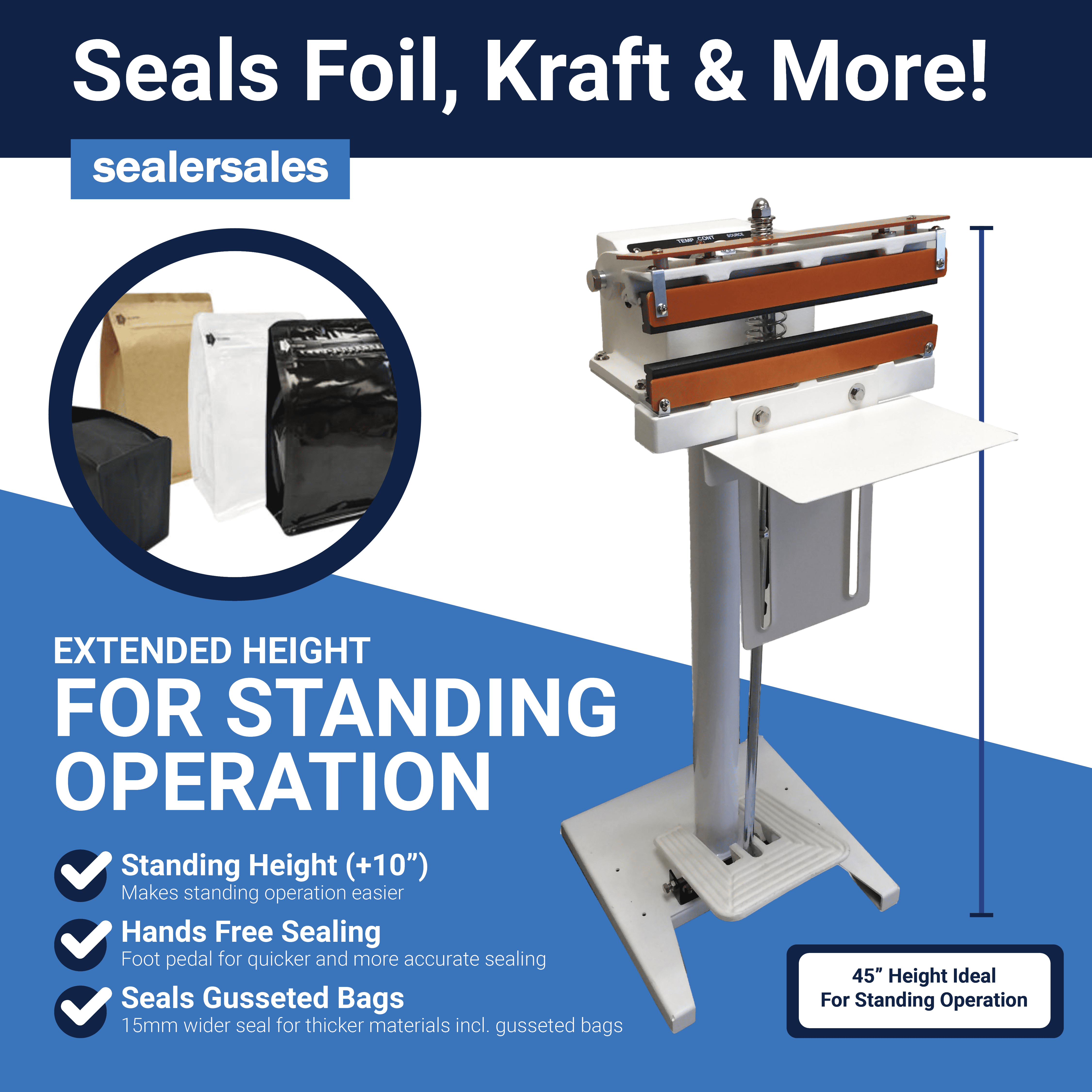 Sealer Sales 12" WSeries Direct Heat Foot Sealer w/ 15mm Serrated Seal