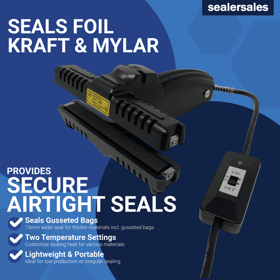 Sealer Sales KF-Series Portable 6" Direct Heat Sealer w/ PTFE Coated Bars w/ 15mm Seal Width