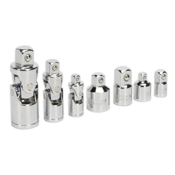 Sealey Ak2737 Universal Joint And Socket Adaptor Set 7Pc 1/4 3/8 And 1/2Sq Drive
