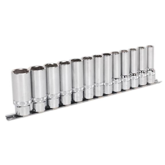 Sealey Ak2745 Socket Set 13Pc 1/2In Sq Drive Deep Lock-On 6Pt Metric