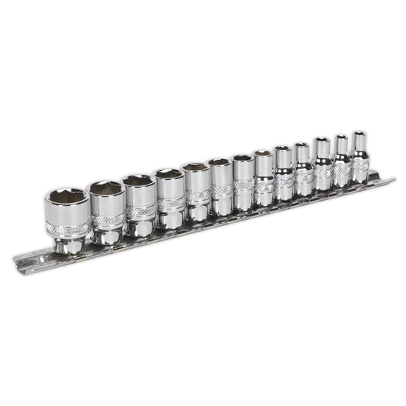 Sealey Ak2746 Socket Set 13Pc 1/4In Sq Drive Lock-On 6Pt Metric