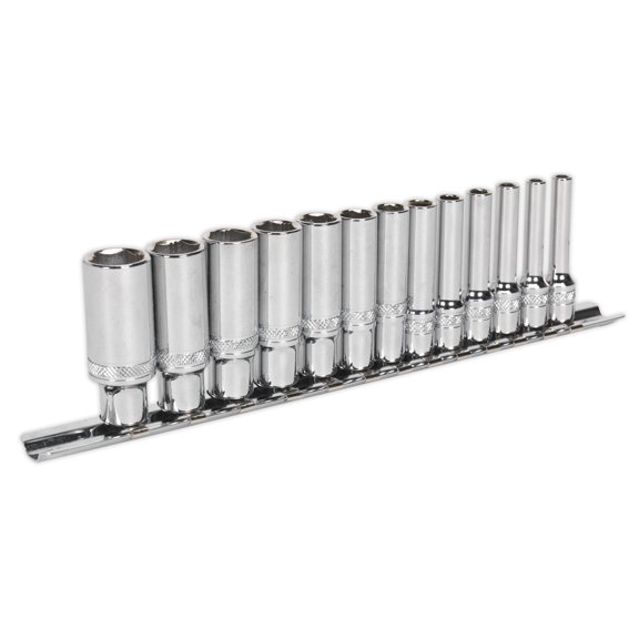 Sealey Ak2747 Socket Set 13Pc 1/4In Sq Drive Deep Lock-On 6Pt Metric