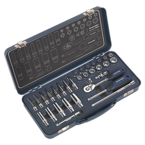 Sealey Ak27480 Socket Set 32Pc 1/4In Sq Drive Lock-On 6Pt Metric