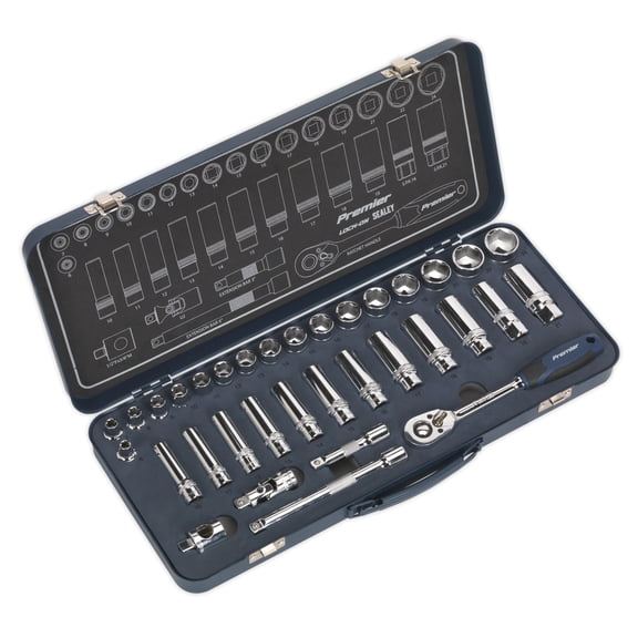 Sealey Ak27481 Socket Set 34Pc 3/8In Sq Drive Lock-On 6Pt Metric