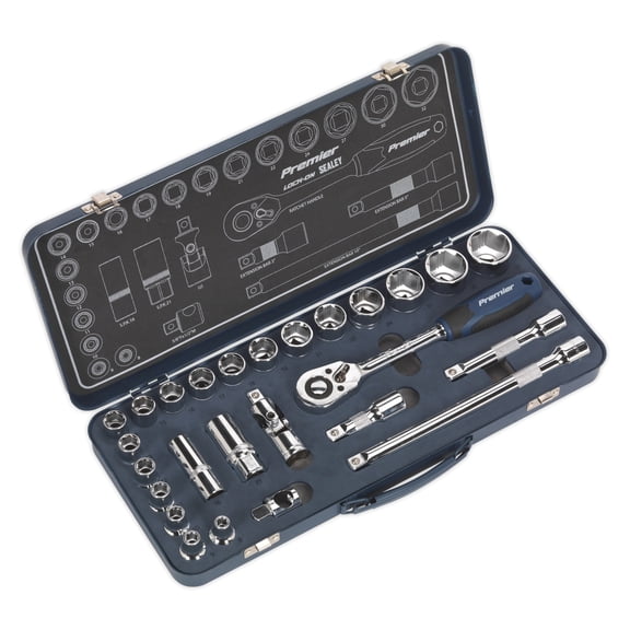 Sealey Ak27482 Socket Set 26Pc 1/2In Sq Drive Lock-On 6Pt Metric