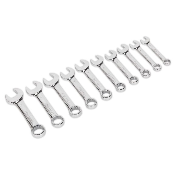 Sealey Ak633 Combination Spanner Set 10Pc Stubby Metric