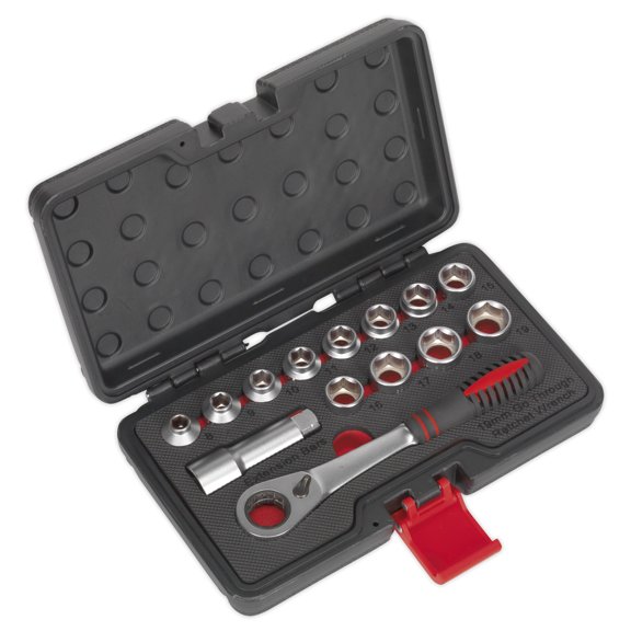 Sealey Ak6926 Socket Set 14Pc Go-Through Low Profile Walldrive Metric