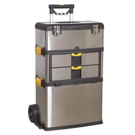 Sealey Ap855 Mobile Stainless Steel/Composite Tool Box - 3 Compartment