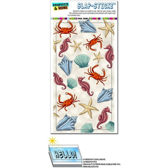 Sealife Ocean Creatures Seahorse Seashell Conch Starfish Crab Beach Automotive Car Window Locker Bumper Sticker
