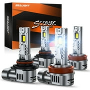 Sealight 9005 H11 LED Bulbs Combo, 30000LM 6500K Cool White, HB3 H8 H9 LED Light Bulbs