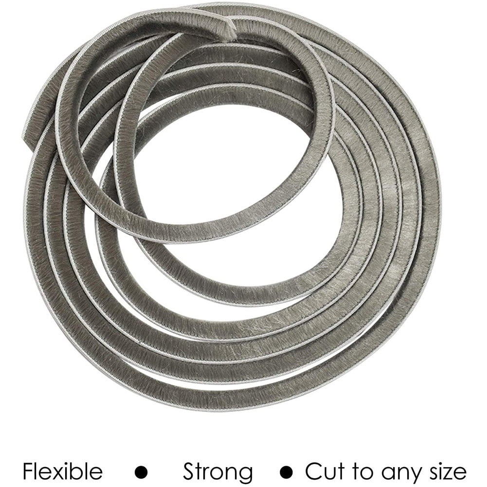 Gray Door Brush Seal Weatherstripping - 9mmx10m Self-Adhesive Tape For Soundproofing & Draft Proofing
