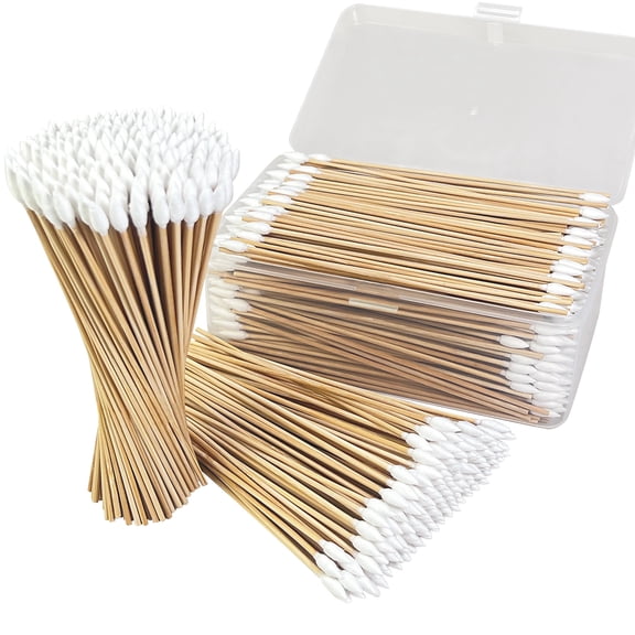 Sealive 600 Pcs Gun Cleaning Swabs - 6" Long Bamboo Handles with Precision Pointed Tips - Lint-Free Detailing Kit with Storage Case