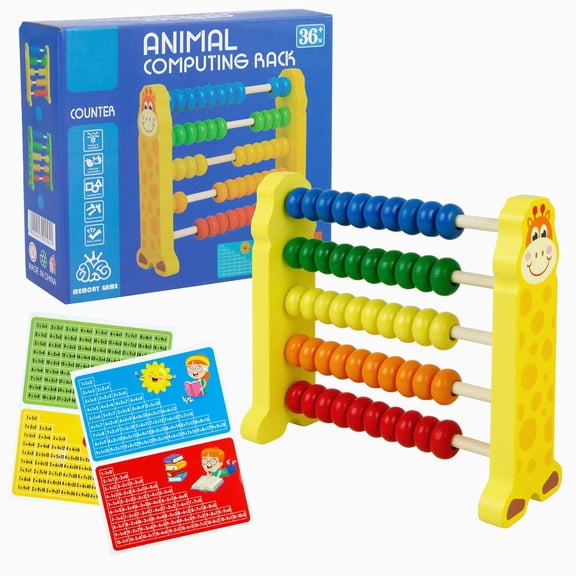 Sealive Wooden Counting Toy - 50 Beads Abacus for Kids Math, Cartoon Giraffe Counters for Kids, Counting Toys for Preschool Learning & Development, Develops Coordination, Motor Skills