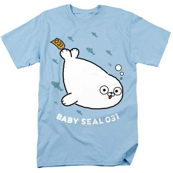 Sealook Baby Seal Unisex Adult T Shirt, Light Blue, Small