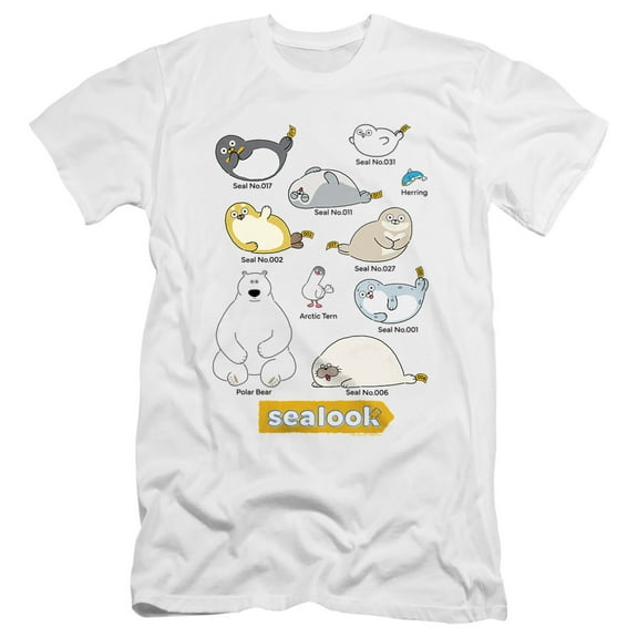 Sealook Characters Unisex Adult Canvas Brand T Shirt, White, Large