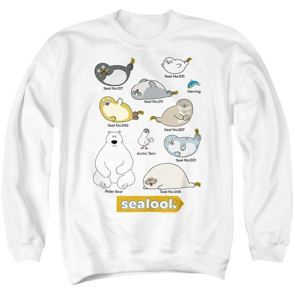Sealook Characters Unisex Adult Crewneck Sweatshirt, White, Medium