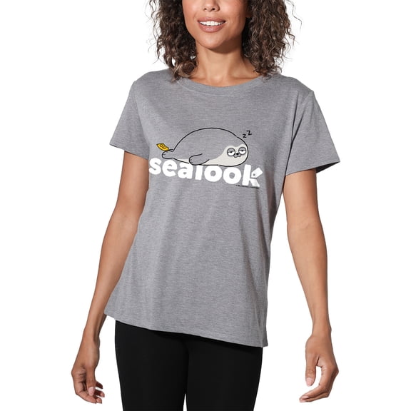 Sealook Sleepy Seal Women's Loose T-Shirt, Athletic Heather, Small