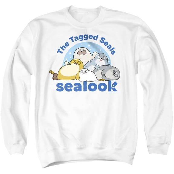 Sealook The Tagged Seals Unisex Adult Crewneck Sweatshirt, White, 3X-Large