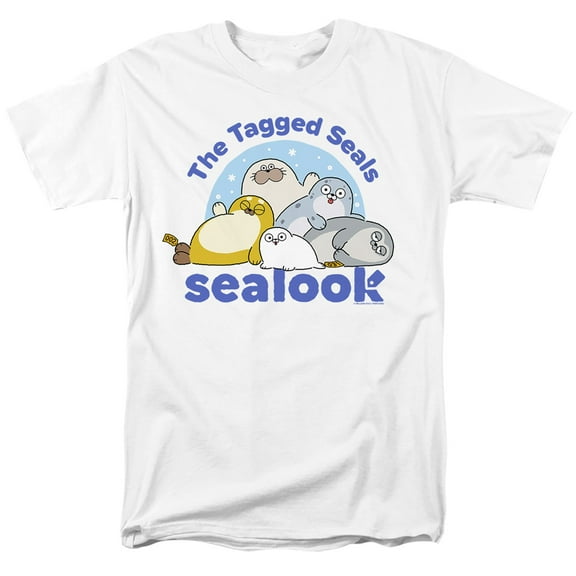 Sealook The Tagged Seals Unisex Adult T Shirt, White, Small
