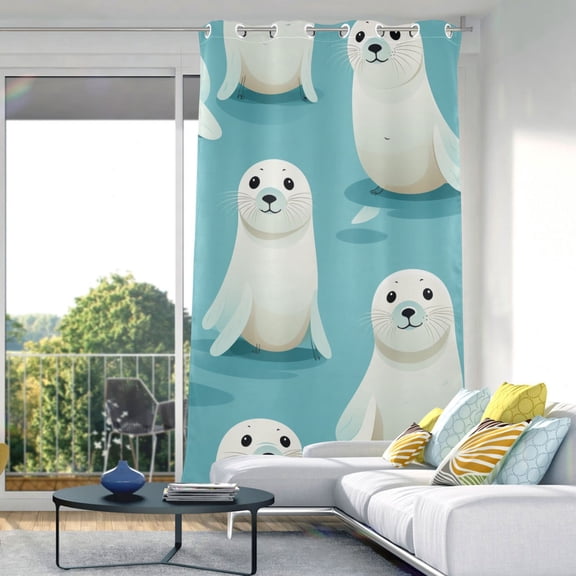 Seals Blackout Curtain Panels Drapes Privacy Assured with Light Filtering Curtains for Living room Bedroom Bathroom Window