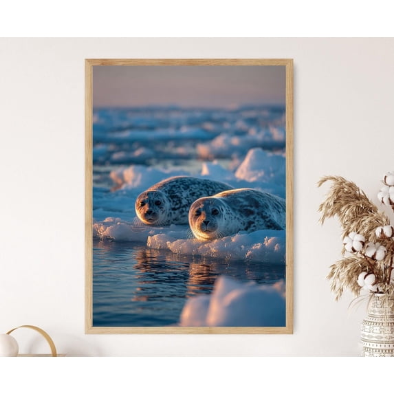Seals On Ice Floes Art Arctic Wildlife Photography Poster , Poster ...