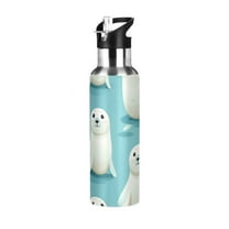 Seals Sports Water Bottle with Straw Lid Insulated Stainless Steel Leak Proof BPA Free Thermal Mug with Handle for Gym Yoga Cycling Camping