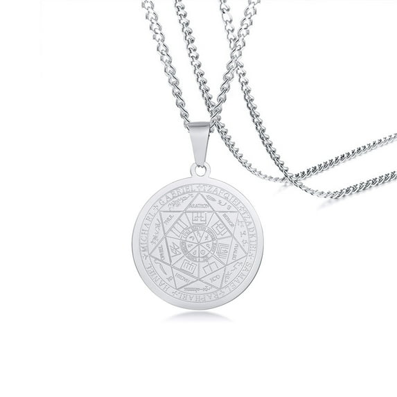 Seals of The Seven Archangels Necklace Pendant Mens Faith Stainless Steel