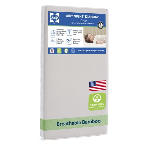 Sealy Airy Night Dual Firm Breathable Baby Crib & Toddler Mattress with Sustainable Mesh