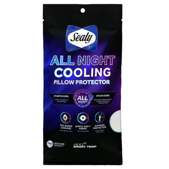 Sealy ® All Night Cooling Pillow Cover Protector, Standard/Queen - Zippered, Simply Soft