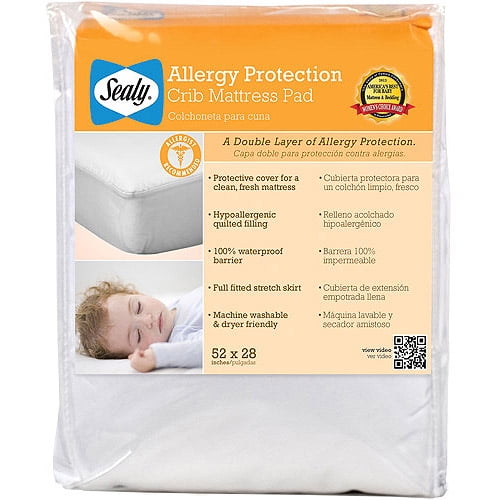 Sealy Allergy Protection Crib Mattress Pad, 52" x 28"