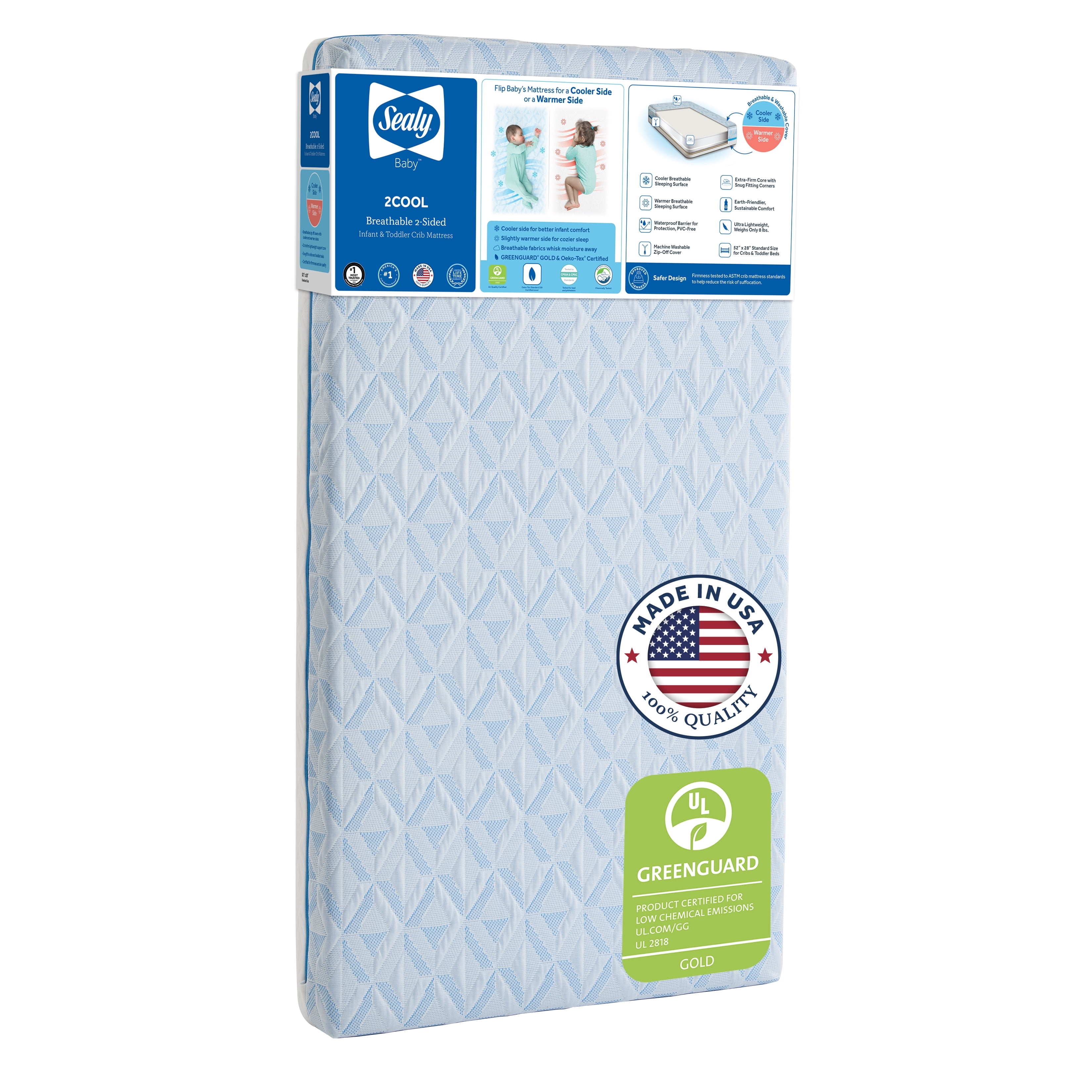 Sealy Baby 2Cool Breathable & Cooling 2 Sided Infant and Toddler Crib Mattress