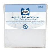 Sealy Baby Antimicrobial Waterproof Toddler and Crib Mattress Protector Pad, White, 52 x 28